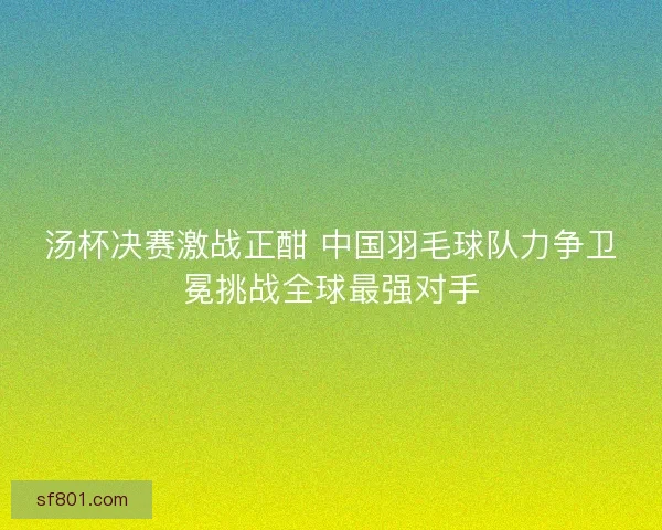 汤杯决赛激战正酣 中国羽毛球队力争卫冕挑战全球最强对手