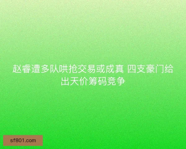 赵睿遭多队哄抢交易或成真 四支豪门给出天价筹码竞争